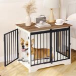 31.9" Dog Crate Furniture with Barn Door, Heavy Duty Dog Kennel Indoor with 2 Doors, Wooden Pet Cage End Table for Small Medium Dogs up to 44 lb, Anti-Chew Anti-Escape, Black DFC83604B - Image 14