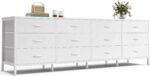 Huuger 70 Inch Dresser for Bedroom, TV Stand for 65, 75, 80 Inch TV, 12 Fabric Drawer Long Dresser, Large Entertainment Center for Bedroom, Wide Chest of Drawer with Storage, Rustic Brown - Image 2