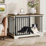 31.9" Dog Crate Furniture with Barn Door, Heavy Duty Dog Kennel Indoor with 2 Doors, Wooden Pet Cage End Table for Small Medium Dogs up to 44 lb, Anti-Chew Anti-Escape, Black DFC83604B - Image 18