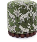 Tov Furniture Dex Cream Upcycled Fabric Ottoman - Image 3