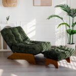 MAXYOYO Accent Chair with Ottoman Adjustable Backrest, Tufted Living Room Chair Upholstered Lounge Chair with Footrest Set, Modern Chair Cozy Reclining Chair for Reading Room, Green - Image 2