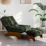 MAXYOYO Accent Chair with Ottoman Adjustable Backrest, Tufted Living Room Chair Upholstered Lounge Chair with Footrest Set, Modern Chair Cozy Reclining Chair for Reading Room, Green - Image 6